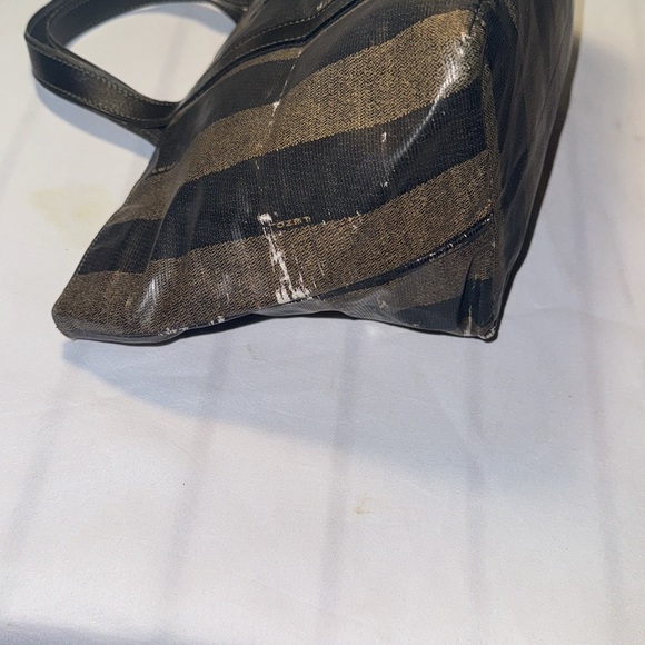 SOLD- Fendi, Pequin Stripes PVC Handbag Tote 14in  x 7.5in x 6in - Picture 7 of 10